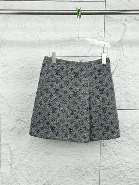 Authentic Louis Vuitton Gray Monogram A-Line Mini Skirt